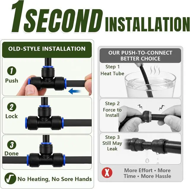 Alt view image 3 of 6 - Drip Irrigation Nozzles 40 Pack, 8 Inch Adjustable Sprayers for 1/4 Tubing | 360° bendable stems direct water where needed;tee connectors branch irrigation for pots,raised beds and greenhouse plants.