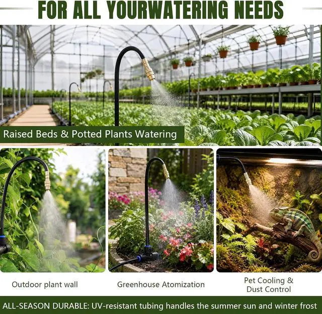 Alt view image 6 of 6 - Drip Irrigation Nozzles 40 Pack, 8 Inch Adjustable Sprayers for 1/4 Tubing | 360° bendable stems direct water where needed;tee connectors branch irrigation for pots,raised beds and greenhouse plants.