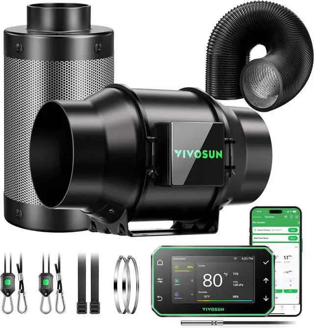 Main image of G6 Smart Filtration Kit, Inline Fan, Controller, Carbon Filter,Duct | AeroZesh Inline Fan, E42A+ Enviroment Controller, Filter & Ducting, Cooling Ventilation, Grow Tent, Indoor Grow, Hydroponic