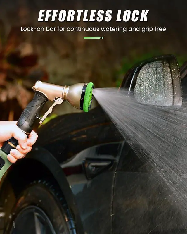 Alt view image 7 of 7 - Garden Hose Nozzle, Heavy Duty Metal Water Hose Sprayer Nozzle with 9 Adjustable Spray Patterns, High Pressure Hand Sprayer for Watering Plants, Lawns, Car and Pet Washing (2Pack, Green)