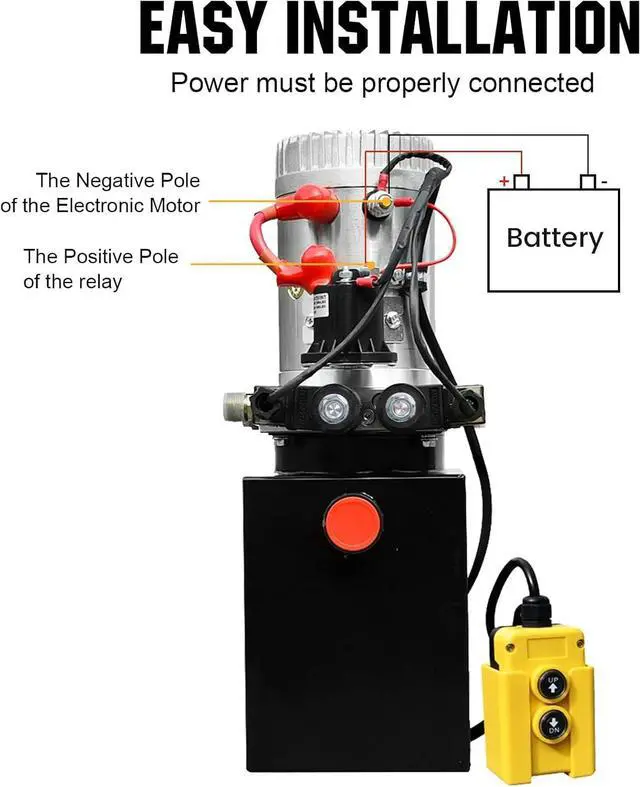 Alt view image 7 of 7 - Electric Hydraulic Pump Unit Metal Reservoir for Dump Trailer (Double Acting 10 Quart)
