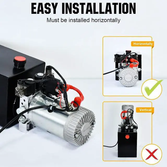 Alt view image 6 of 7 - Electric Hydraulic Pump Unit Metal Reservoir for Dump Trailer (Double Acting 10 Quart)