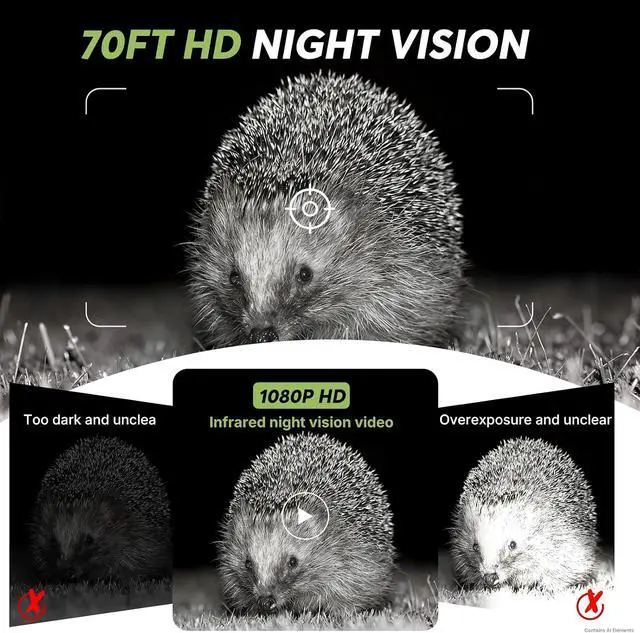 Alt view image 4 of 7 - 2 Pack Mini Trail Camera 32MP 1080P HD Wildlife Camera with 32GB SD Card Game Cameras with Night Vision Motion Activated Waterproof with 4AA Batteries & Card Reader