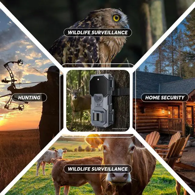 Alt view image 7 of 7 - 2 Pack Mini Trail Camera 32MP 1080P HD Wildlife Camera with 32GB SD Card Game Cameras with Night Vision Motion Activated Waterproof with 4AA Batteries & Card Reader