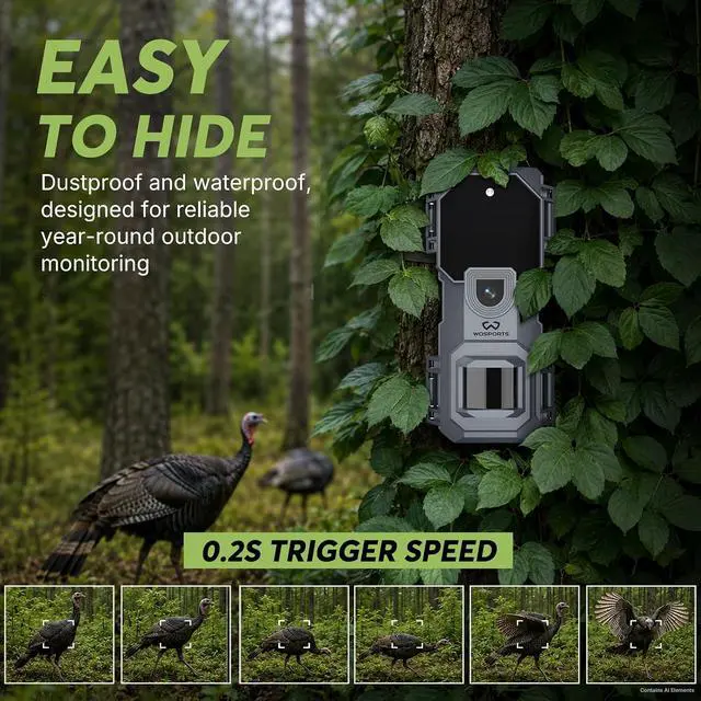 Alt view image 6 of 7 - 2 Pack Mini Trail Camera 32MP 1080P HD Wildlife Camera with 32GB SD Card Game Cameras with Night Vision Motion Activated Waterproof with 4AA Batteries & Card Reader