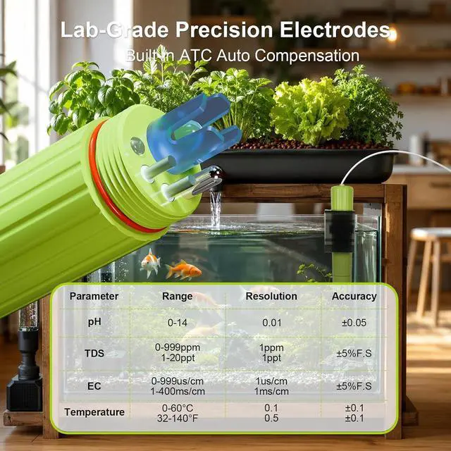 Alt view image 6 of 7 - WiFi Smart Hydroponics Monitor, 4-in-1 Continuous pH Meter, EC TDS PPM & Temp Tester, 24/7 App Data Export & Real-Time Alerts for Hydroponic Grow System Indoor Grow Tent DWC Aquaponics
