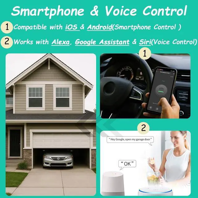 Alt view image 3 of 7 - Smart Garage Door Opener Remote,Compatible with licode Genie Overhead Door Garage Door Opener,Compatible with Alexa Google Home iPhone Siri WiFi
