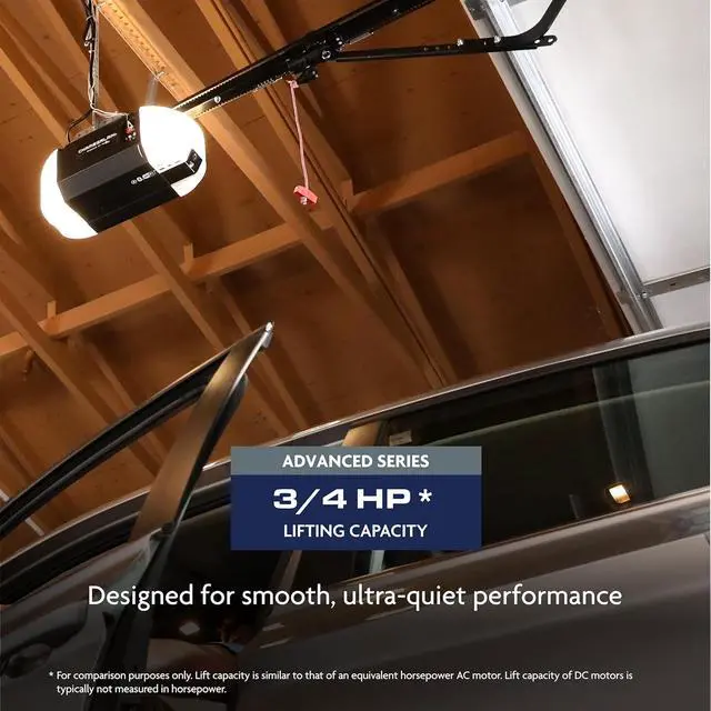 Alt view image 3 of 7 - Chamberlain Belt Drive myQ Garage Door Opener, 3/4HP w/Fixed Camera | Ultra quiet belt drive, smart garage myQ integration, Includes: 2 remotes, wall control, battery backup & safety sensors