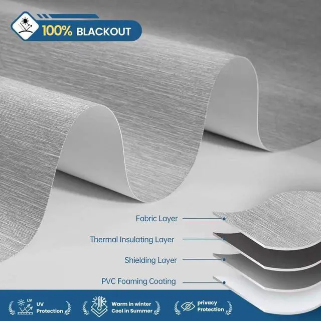 Alt view image 2 of 7 - No Drill Motorized Blinds with Remote, Automatic Roller Shades | Easy Install, Rechargeable Blackout Smart Blinds for Bedroom, Office & High Windows Fabric Wrapped Cover, Grey, 35"Wx72"H