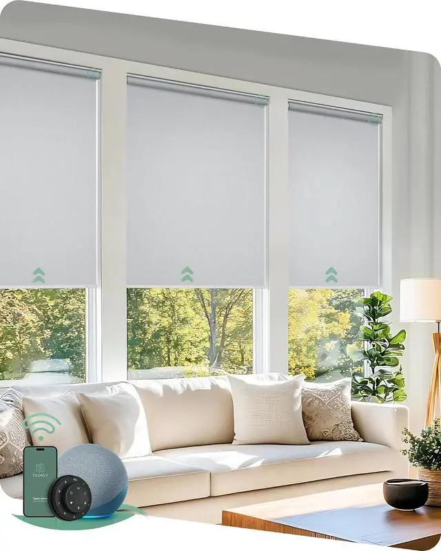 Main image of Motorized Blinds with Remote, Smart Blinds for Windows, Custom Size | Automatic Blinds with Voice Control, Works with Alexa, Google Assistant, Home, 100% Blackout, Bedroom Home Office