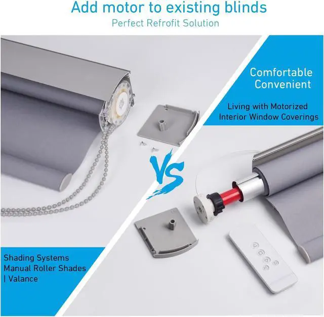 Alt view image 7 of 7 - Rechargeable Wireless Tubular Roller Shade Motor Kit, with Remote Control for Motorized Electric Roller Blind Shades, 1.5 inch Tube