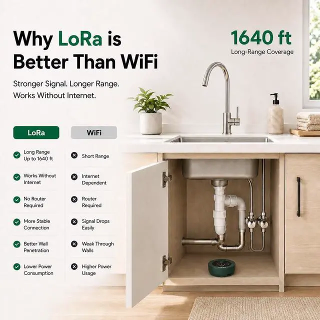 Alt view image 7 of 7 - Smart Water Auto Shut Off Valve & Leak Detector, Real-Time Leak Detection, Whole-Home Leak Protection System, 15 Sec Automatic Shut-Off, 1640 ft LoRa Coverage, No WiFi Required, Fits 3/4" & 1" Pipes