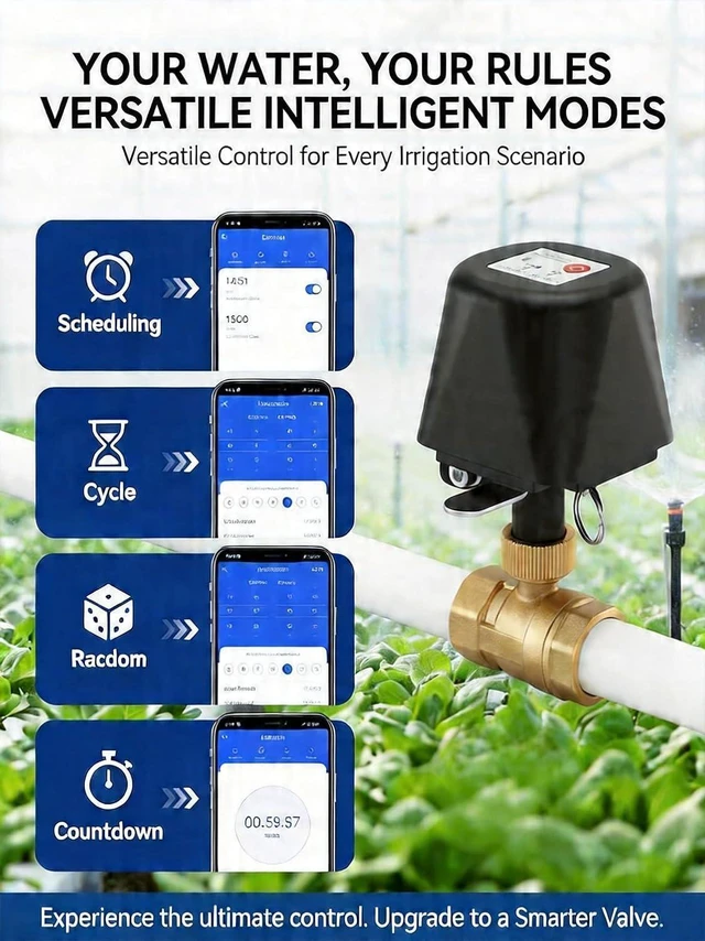 Alt view image 4 of 7 - Smart WiFi Motorized Brass Water Ball Valve with App Control | Programmable Timer Switch, Manual Open/Close, Tuya App Alert, Multi-User, Alexa/Google Home Compatible, 3/4" NPT Threaded