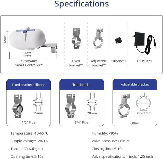 Alt view image 4 of 7 - WiFi Smart Water Valve Controller, Remote Shutoff for 1/2 to 1 in Pipe | WiFi version, Remote water shutoff, Alexa and Google voice control, Smart Life app
