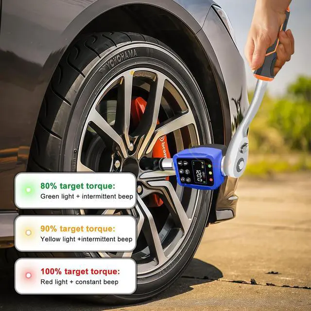 Alt view image 5 of 7 - 1/2" Drive Digital Torque Wrench Adapter 12.5-250.7 Ft-lb / 17-340 Nm, Electronic Torque Meter ±1% Accuracy, Colour LCD Display, 1/4 & 3/8 Adapters for Car & Motorcycle Maintenance