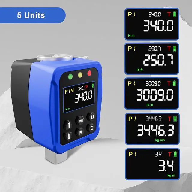 Alt view image 6 of 7 - 1/2" Drive Digital Torque Wrench Adapter 12.5-250.7 Ft-lb / 17-340 Nm, Electronic Torque Meter ±1% Accuracy, Colour LCD Display, 1/4 & 3/8 Adapters for Car & Motorcycle Maintenance