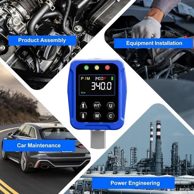 Alt view image 7 of 7 - 1/2" Drive Digital Torque Wrench Adapter 12.5-250.7 Ft-lb / 17-340 Nm, Electronic Torque Meter ±1% Accuracy, Colour LCD Display, 1/4 & 3/8 Adapters for Car & Motorcycle Maintenance