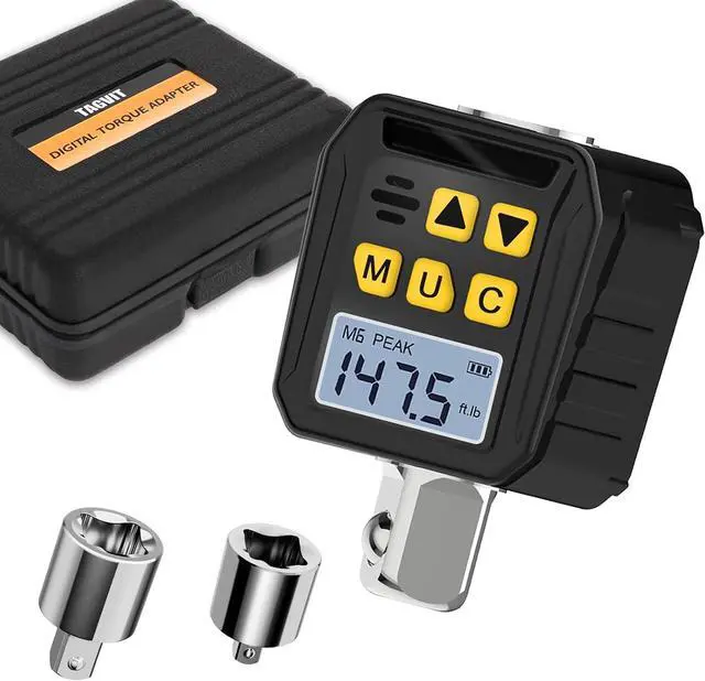 Main image of 1/2 Drive Digital Torque Adapter, 7.38-147.5 Ft-lb/10-200 Nm Digital Torque Wrench Converter with 3/8" and 1/4" Adapters for Bicycle Motorcycle Car Repair