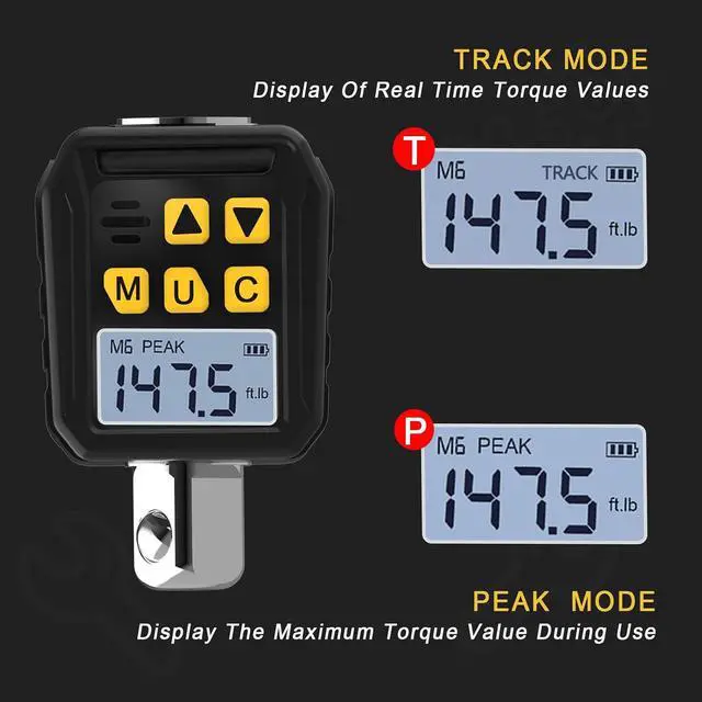 Alt view image 4 of 7 - 1/2 Drive Digital Torque Adapter, 7.38-147.5 Ft-lb/10-200 Nm Digital Torque Wrench Converter with 3/8" and 1/4" Adapters for Bicycle Motorcycle Car Repair