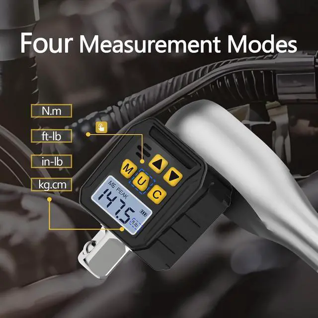 Alt view image 2 of 7 - 1/2 Drive Digital Torque Adapter, 7.38-147.5 Ft-lb/10-200 Nm Digital Torque Wrench Converter with 3/8" and 1/4" Adapters for Bicycle Motorcycle Car Repair