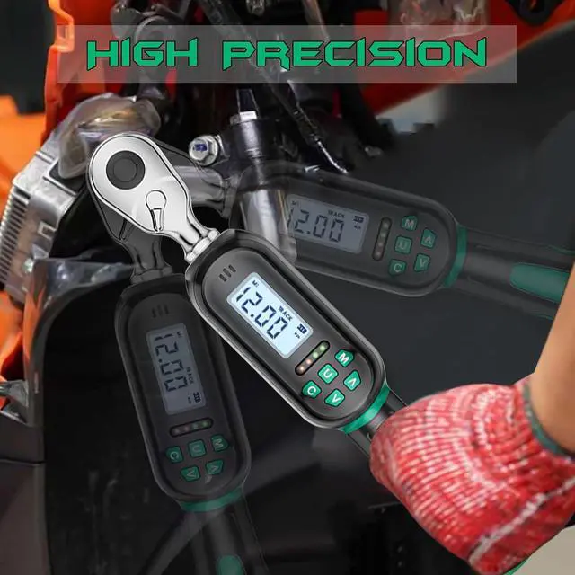 Alt view image 2 of 7 - 1/4 Inch Drive Digital TorqueWrench, 5.31-106.2 In.lb/0.6-12 N.m, Small Electronic Torque Wrench with Preset Value, Buzzer & LED Indicator, ±2% Accuracy Torque Wrench for Bike, Bicycle