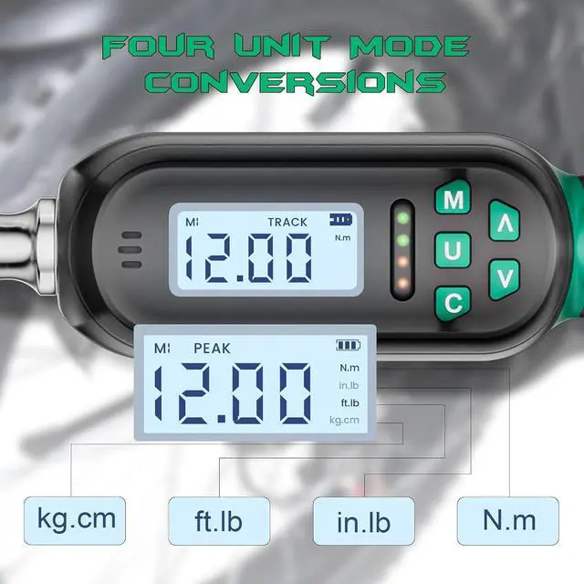 Alt view image 5 of 7 - 1/4 Inch Drive Digital TorqueWrench, 5.31-106.2 In.lb/0.6-12 N.m, Small Electronic Torque Wrench with Preset Value, Buzzer & LED Indicator, ±2% Accuracy Torque Wrench for Bike, Bicycle