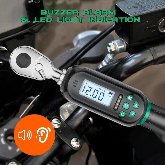 Alt view image 6 of 7 - 1/4 Inch Drive Digital TorqueWrench, 5.31-106.2 In.lb/0.6-12 N.m, Small Electronic Torque Wrench with Preset Value, Buzzer & LED Indicator, ±2% Accuracy Torque Wrench for Bike, Bicycle