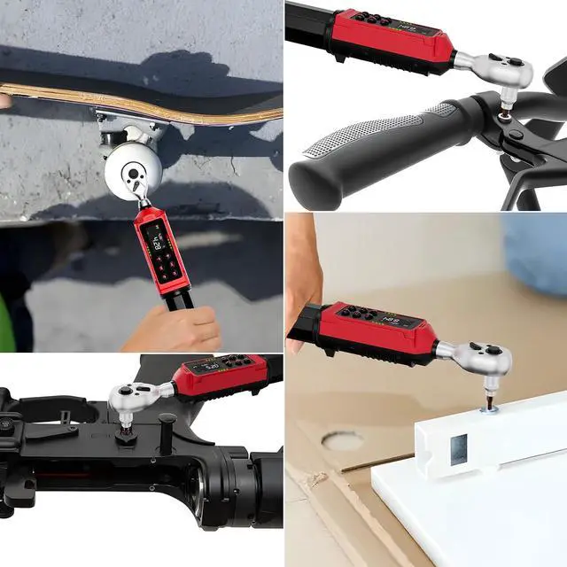 Alt view image 7 of 7 - 1/4" Digital Torque Wrench, 0.13-8.84 Ft.lb/0.18-12 Nm, ±1% Accuracy | Bike Torque Wrench with Vibration, Buzzer & LED, 10 Presets, 500 Data, Peak/Track for Bicycle & Precision