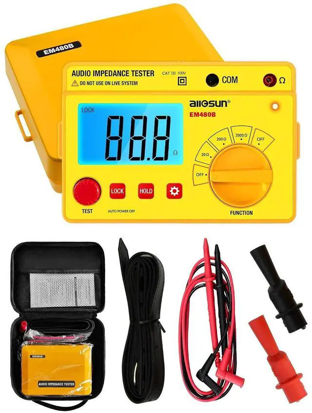Main image of ALLOSUN - EM480B Audio Impedance Tester Digital LCD Insulation Resistance Megohmmeter Meter Tester with Bag
