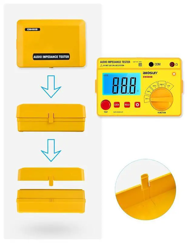 Alt view image 7 of 7 - ALLOSUN - EM480B Audio Impedance Tester Digital LCD Insulation Resistance Megohmmeter Meter Tester with Bag