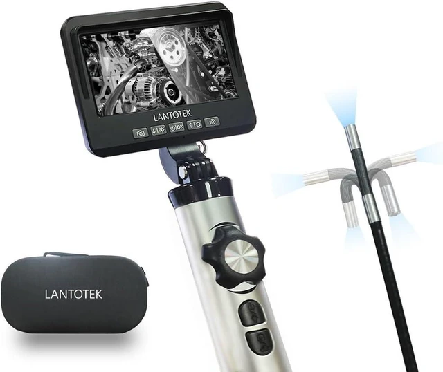 Main image of Two-Way 180° Articulated Snake Endoscope, 0.25in/6.3mm Borescope Camera with Adjustable Light, IP67, Inspection of Narrow Pipelines in Car Engines, Gifts for Men (3.3FT)