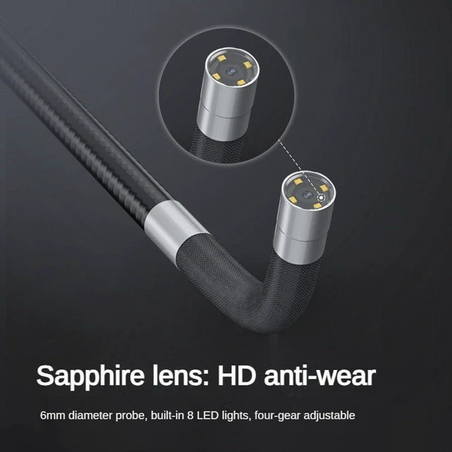 Alt view image 6 of 6 - Two-Way 180° Articulated Snake Endoscope, 0.25in/6.3mm Borescope Camera with Adjustable Light, IP67, Inspection of Narrow Pipelines in Car Engines, Gifts for Men (3.3FT)