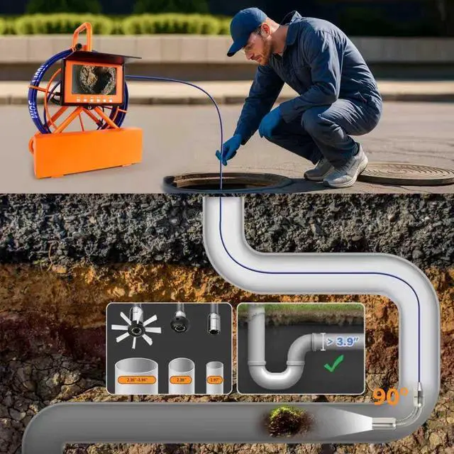 Alt view image 3 of 7 - Sewer Camera 100FT/30M Pipe Inspection Borescope Endoscope Camera with Light 6 LEDs 5" IPS Screen 17MM Plumbing Snake 5000 Mah Battery,1080P High-Definition Industrial Sewer Camera
