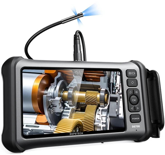 Main image of 7" IPS Screen Triple Lens Inspection Borescope with Light, 16.5FT | 1080P Endoscope Camera, Video & Sound Record, Gooseneck Snake Cable, 10 LEDs, 32GB TF Card for Automotive, Plumbing, HVAC