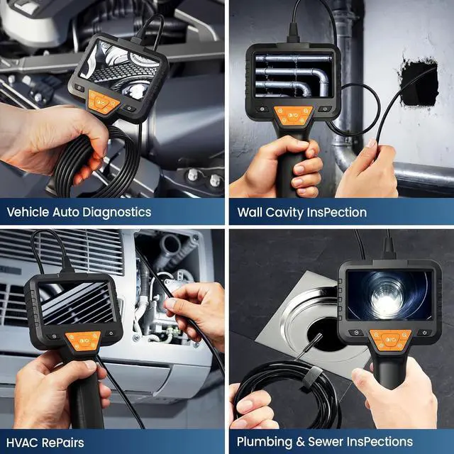 Alt view image 7 of 7 - 32.8FT Endoscope Camera with Light-1080P HD Borescope Inspection Camera | IP67 Waterproof Sewer Tools with 8 Adjustable LEDs,Snake Cameras with 4.3" IPS Screen for Plumbing & Automotive Engines