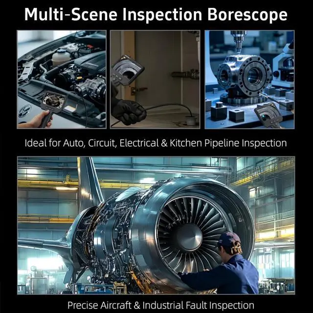 Alt view image 7 of 7 - Dual Lens Endoscope Camera with Light, 1920P Industrial Borescope | 4.3" IPS Screen, IP67 Waterproof Inspection Camera, 11.5FT Flexible Cable, for Automotive HVAC Mechanic Tools, Gift for Men