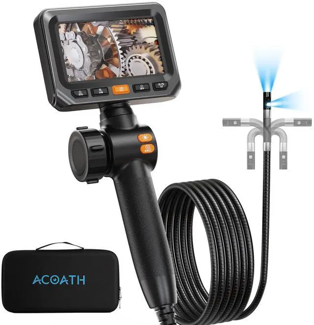 Main image of Two-Way Articulating Borescope, Endoscope Camera with Light, Dual-Lens 1080P Industrial Inspection Camera, 4.3" IPS Screen, 32GB Card, IP67 Waterproof Sewer Tools - 5FT