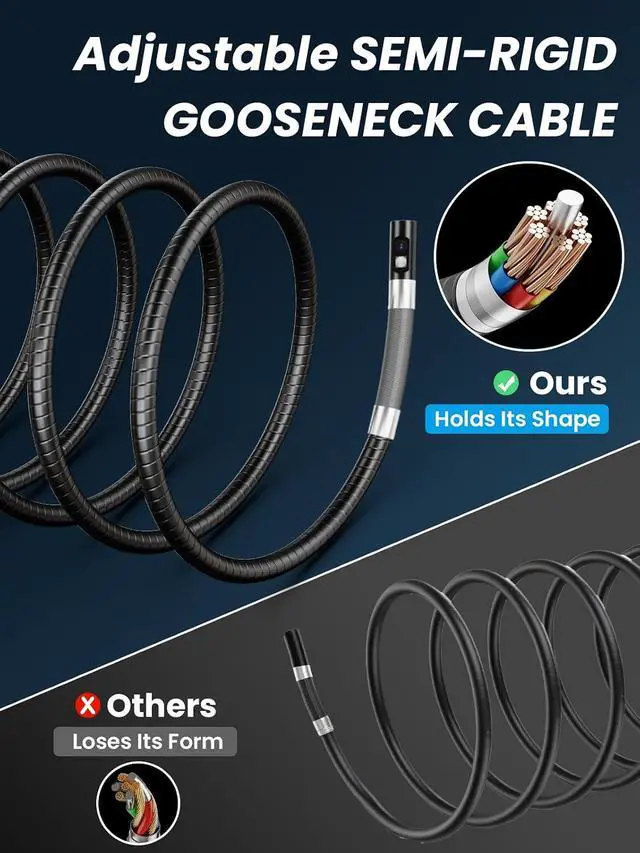 Alt view image 5 of 7 - Two-Way Articulating Borescope, Endoscope Camera with Light, Dual-Lens 1080P Industrial Inspection Camera, 4.3" IPS Screen, 32GB Card, IP67 Waterproof Sewer Tools - 5FT