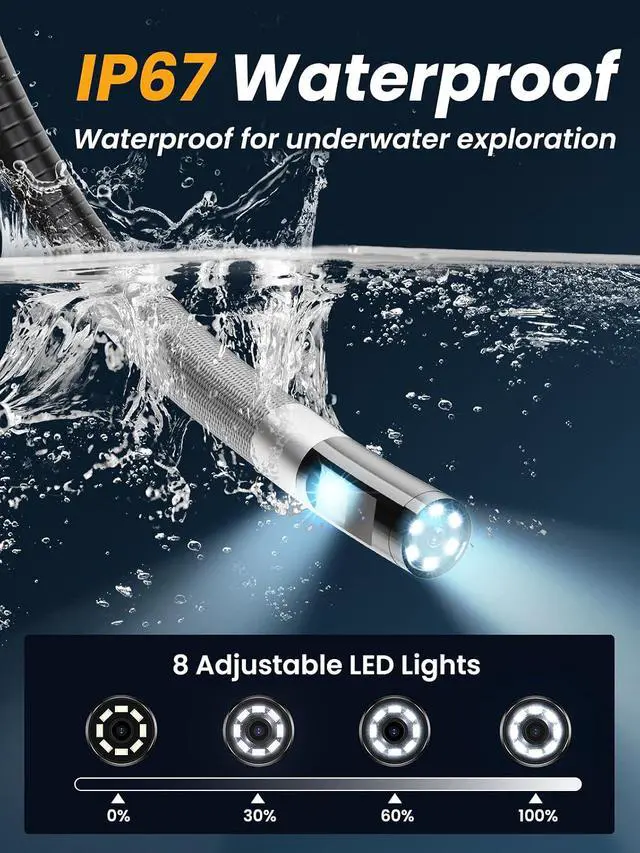 Alt view image 7 of 7 - Two-Way Articulating Borescope, Endoscope Camera with Light, Dual-Lens 1080P Industrial Inspection Camera, 4.3" IPS Screen, 32GB Card, IP67 Waterproof Sewer Tools - 5FT