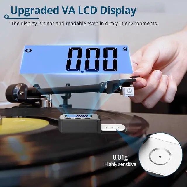 Alt view image 2 of 6 - Stylus Force Gauge,0.01g Digital Scale with Turntable Alignment Kit | VTA Ruler, Overhang Protractor, Calibration Weight, Extra Stylus, Carry Case, for MM/MC/MI Cartridge & Turntable Setup