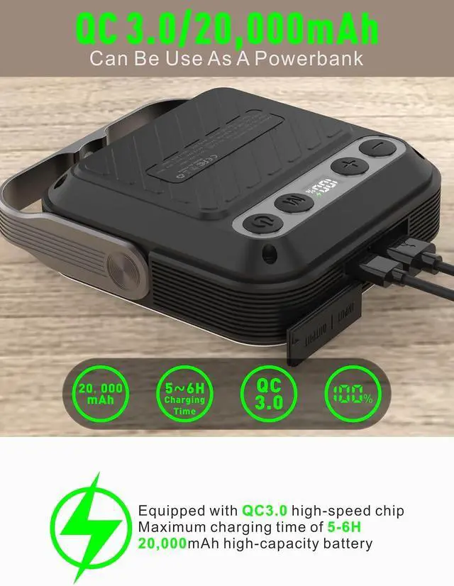 Alt view image 2 of 6 - 20000mAh Rechargeable LED Camping Lantern - 1600LM, QC3.0 22.5W, 4 - Color Switch, IPX5 Waterproof - Perfect for Camping, Hiking & Emergency Situations(Black)