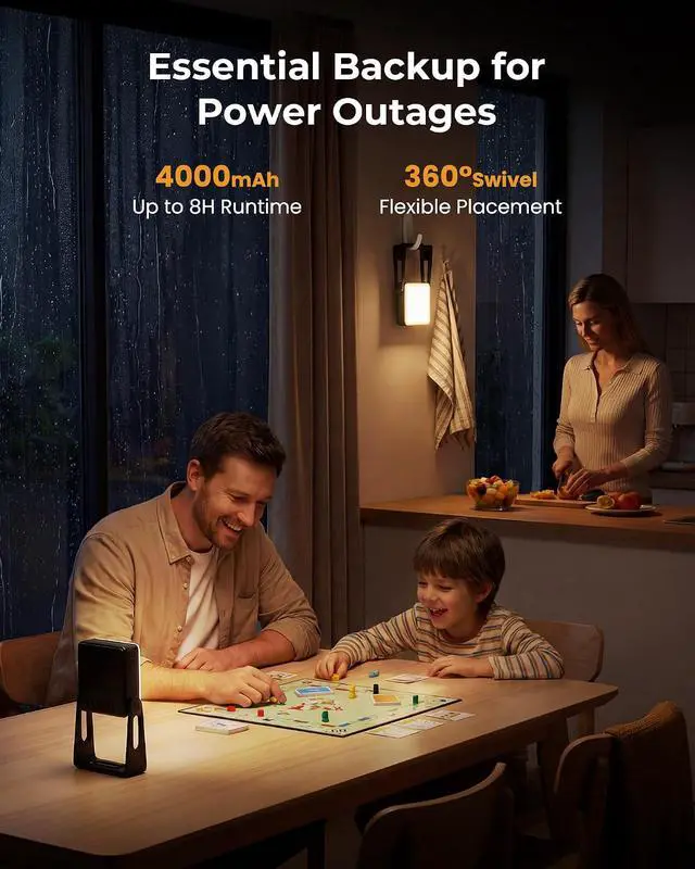 Alt view image 2 of 7 - 3 Pack Portable Camping Lantern, 4000mAh Dimmable LED Camping Light Flashlight with 360° Stand, 3 Color Modes, Rechargeable Lamp for Power Cuts, 2-in-1 Emergency Lamps Lanterns for Home Power Outages