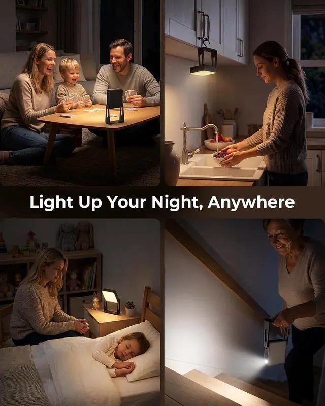 Alt view image 3 of 7 - 3 Pack Portable Camping Lantern, 4000mAh Dimmable LED Camping Light Flashlight with 360° Stand, 3 Color Modes, Rechargeable Lamp for Power Cuts, 2-in-1 Emergency Lamps Lanterns for Home Power Outages
