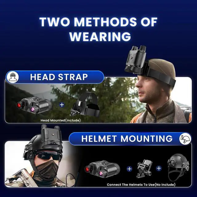 Alt view image 4 of 5 - Night Vision Goggles Head Mounted, 1312FT Night Vision Binoculars Compatible with Military Tactical Helmet, Infrared Long Focus 8X Digital Zoom/32GB SD Card