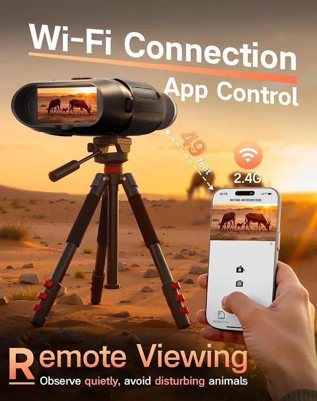 Alt view image 2 of 7 - Night Vision Goggles - Smart APP 4K Night Vision Binoculars, 10000mAh Battery, 128GB Card for Photo and Video, 3'' UHD Screen & 8X Zoom Binoculars for Camping, Hunting, Security (Black)
