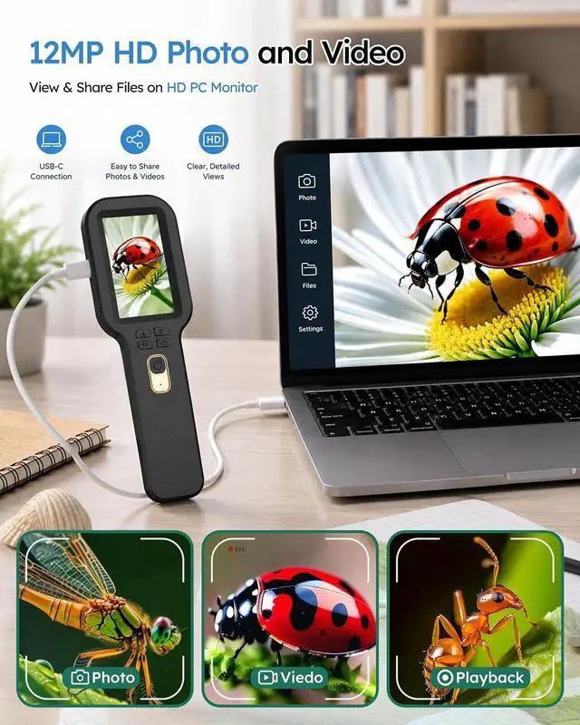 Alt view image 5 of 7 - Kids Microscope Camera 500X Autofocus Magnifier STEM Gift Toy for Ages 4-12 Handheld Digital Magnifying Glass Camera with 3.0" HD Screen and Photo/Video Record,Portable Edu Science Kits for Children