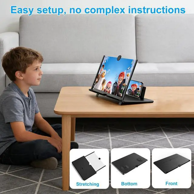 Alt view image 7 of 7 - 14 Inch Screen Magnifier for Smartphone | Foldable Phone Stand & Movie Amplifier, for Videos, and Gaming, Compatible with All Smartphones