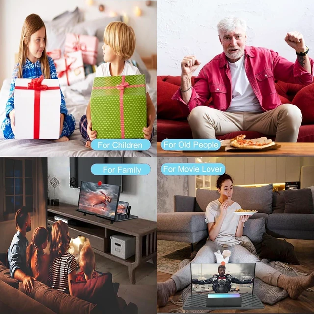 Alt view image 7 of 7 - 20" Screen Magnifier for Cell Phone,3D Magnifying Projector Screen Enlarger Expander for Movies, Videos, and Gaming,Foldable Phone Stand with Screen Amplifier Supports All Smartphones