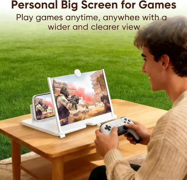 Alt view image 4 of 7 - 16 Inch Phone Magnifier Screen, 3D HD Magnifying Projector Screen Enlarger for Movies, Videos and Gaming, Foldable Phone Stand with Screen Amplifier, Compatible with All Smartphones