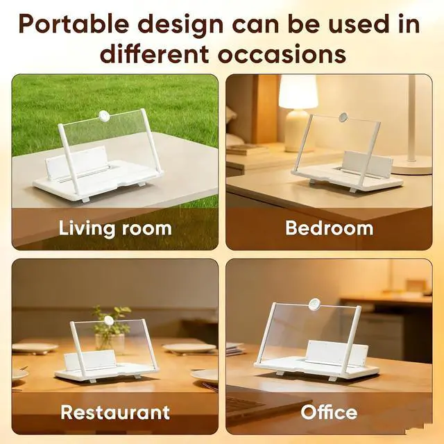 Alt view image 6 of 7 - 16 Inch Phone Magnifier Screen, 3D HD Magnifying Projector Screen Enlarger for Movies, Videos and Gaming, Foldable Phone Stand with Screen Amplifier, Compatible with All Smartphones